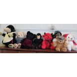 A collection of teddy bears including Merrythought and Gabrielle designs, Peruvian Rugby F.C.