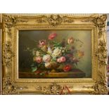 20th century British School after the Old Masters A still life of flowers in a vase Oil on panel, in