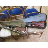 An early 20th century German violin with faux Stradivarius label, length of two piece back 33cm,