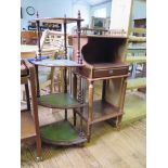 A reproduction four-tier leather inset graduated whatnot, and a side cabinet (2)