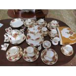 A Royal Albert Old Country Roses pattern part tea service, with three tier cakestand, teapot, tea