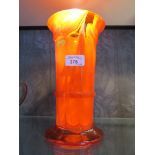 A Davidson orange cloud glass column vase, pattern 279, 25cm high