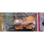 A violin labelled imported 1966 by Leslie Sheppard, Clef House, Haywards Heath, length of two