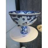 A Chinese blue and white steam cup with high foot decorated with dragons, six character mark for