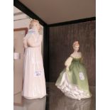 A Royal Doulton figure - Fair Lady HN2193 and a Nao figure of a boy holding books, 29cm high