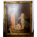 Andre de Moller Children warming by a fire Oil on canvas, monogrammed, signed and dated 1985 verso