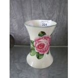 A Wemyss waisted cyndrical vase, with rose decoration, 11cm high