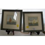 James Wood 'In Larrick Roads' Two watercolours of yachts, signed 9cm x 10cm