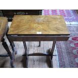 A walnut occasional table with short drop leaves and waisted supports on bracket feet, 53cm wide,