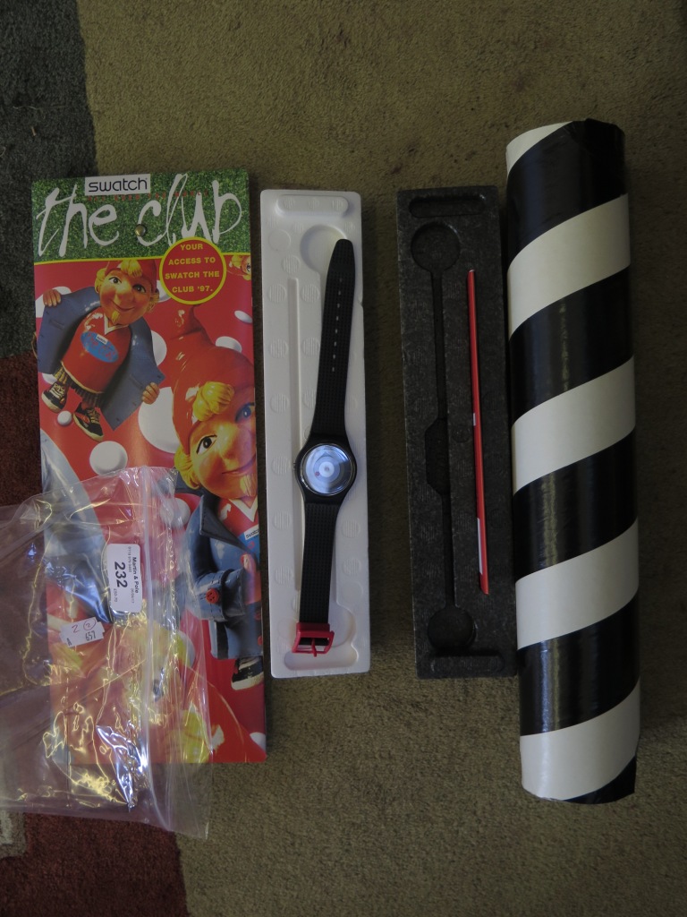 Swatch: 'Point of View' wristwatch 1995 with original packaging and Swatch Club watch for 1997