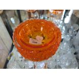 A Whitefriars orange glass bark effect bowl, cylindrical, 13cm diameter, 5.5cm high