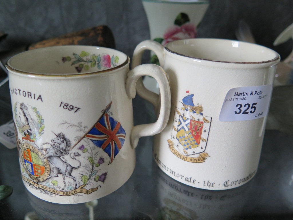 Two Diplock of Hove commemorative mugs, for Queen Victoria's Diamond Jubilee and Edward VII