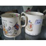 Two Diplock of Hove commemorative mugs, for Queen Victoria's Diamond Jubilee and Edward VII