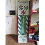 A Duckhams oil 'Adcoid' thermometer enamel sign, 115cm high