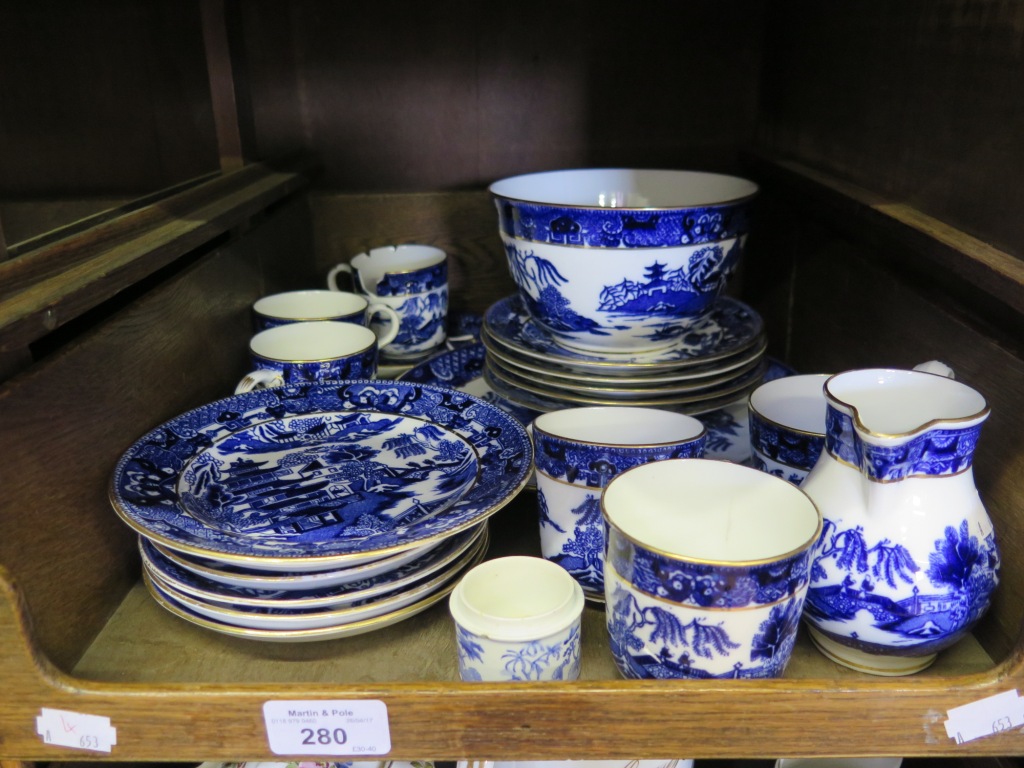 Various Coalport blue and white Chinese pattern tea wares