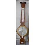 A mahogany and boxwood banjo barometer by Comitti of London, 82cm high