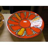 A Poole Pottery Delphis range charger, with large abstract design by Angela Wyburgh, 41cm diameter