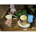 Two boxed Coalport napkin rings, a Beswick relief mug, a Shelley saucer and two plates, various