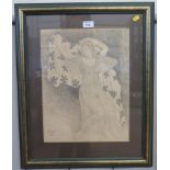 Manner of Leon Bakst Study of a lady Charcoal Signed and dated 1922 40 x 31cm