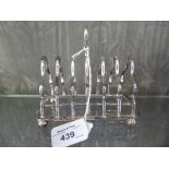 A six division silver toast rack, Sheffield 1904