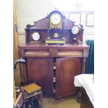 A Victorian mahogany chiffonier, the triangular and scroll back over a concave frieze drawer, arched