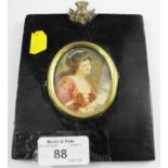 A miniature of Lady Hamilton signed Rene in an ebonised frame 6cm high (oval)