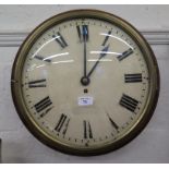 A late Victorian mahogany framed wall clock, circular with enamel white dial and blued metal