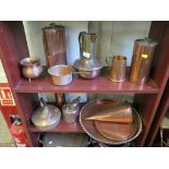 Various copper vessels and trays