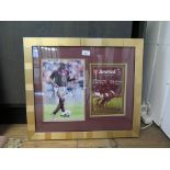 An autographed photo of Thierry Henry 12" x 8", in the claret kit of 2005/6 season, mounted with