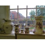 Three Masons Mandalay pattern jugs, and two late Victorian washing jugs (5)