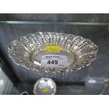 An oval silver sweet meat dish with pierced decoration