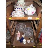 A Royal Doulton figure 'Tinkle Bell' HN1677 12cm high, three china pill boxes, three glass bowls and