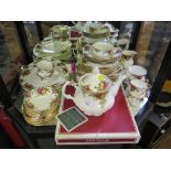 Royal Albert Old Country Roses pattern tea and dinner service including teapot and cake-stand