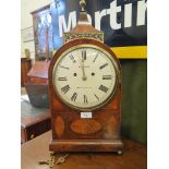 A George III mahogany and satinwood inlaid bracket clock, inscribed Peter Clare, Manchester, the