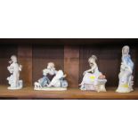 A Lladro figure of a girl on a tricycle 15cm high, another of a girl on a telephone 20cm high and