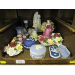Various Aynsley and Royal Doulton flower ornaments, Wedgwood Jasperwares and other ornaments