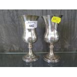 A pair of silver wine goblets with gilded interiors, Birmingham 1971