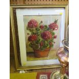 R.M. Nicholson Butterflies in Geraniums oil on board Signed on label verso and dated 1981 45cm x