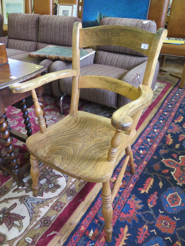 A late 19th century oak and beech armchair, Thames Valley