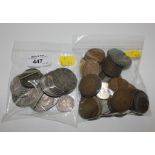 A collection of silver and copper English coins