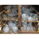 Four Iillala Finnish frosted glass dessert bowls, and a large quantity of pressed glass