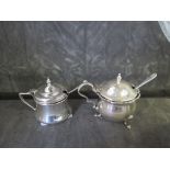 Two silver mustard pots