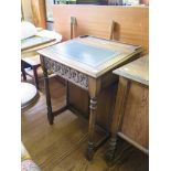 A 1930s oak washstand with single door on barley-twist legs, 100cm wide