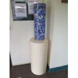 A painted cylindrical display stand 36.5cm diameter, 73cm high