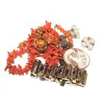 A small collection of jewellery to include loose cameo coral bracelet, etc