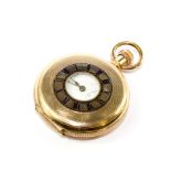 A gold plated demi hunter English lever pocket watch