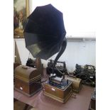 An Edison Fireside phonograph, model A combination type, serial number 91079 with cygnet horn, lacks