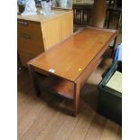 A teak rectangular coffee table with undershelf 101cm x 41cm