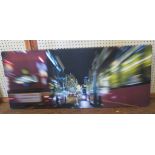 Two Giclee prints on canvas of London buses 51cm square and 122cm x 51cm (2)