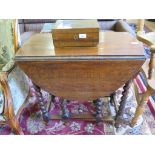 An oak barley twist gateleg table with oval top, 76cm wide